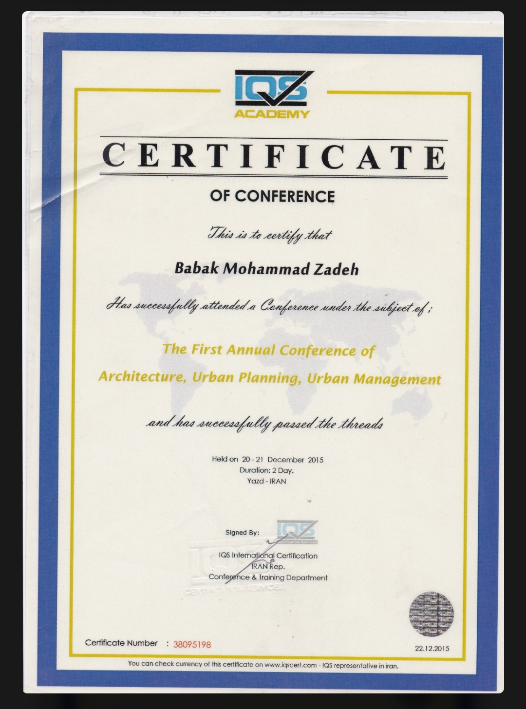 IQS Academy Certificate